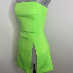 Miscreants Neon Green Cupid Split Dress & Gloves
